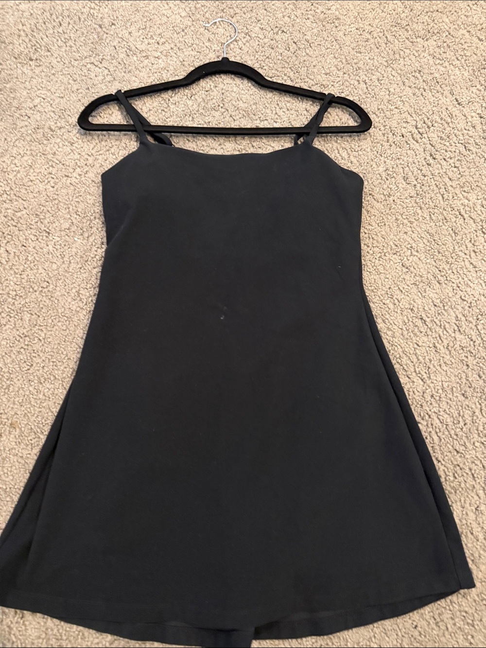 Alo Classic Black Spaghetti Strap A-Line Dress